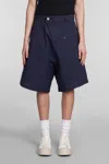 JW ANDERSON J.W. ANDERSON SHORTS IN BLUE COTTON