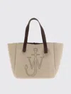 Jw Anderson Belt Leather-trimmed Embroidered Felt Tote In Neutral