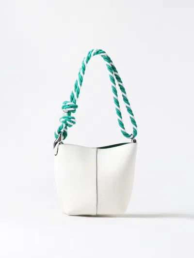 Jw Anderson The Jwa Small Corner Leather Bucket Bag In White