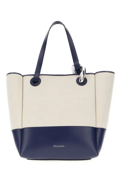 Jw Anderson Two-tone Canvas And Leather Corner Shopping Bag In 090