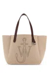 Jw Anderson Beige Fabric Belt Shopping Bag In Pink