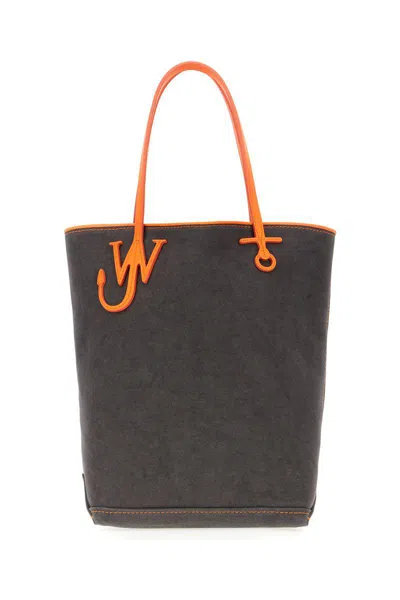 Jw Anderson Graphite Canvas Tall Anchor Shopping Bag In 416