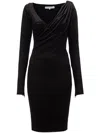 Jw Anderson Elegant Shoulder Drape V-neck Dress In Black
