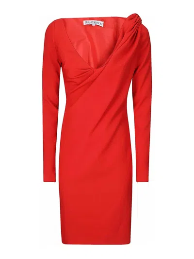 JW ANDERSON SHOULDER DRAPE V-NECK DRESS