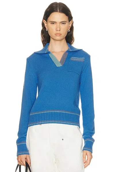 Jw Anderson Shrunken Polo Jumper In Blue