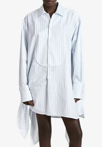 Jw Anderson Side-knot Mini Shirt Dress In Light Blue