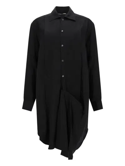Jw Anderson Asymmetric Draped Shirt Mini Dress In Black