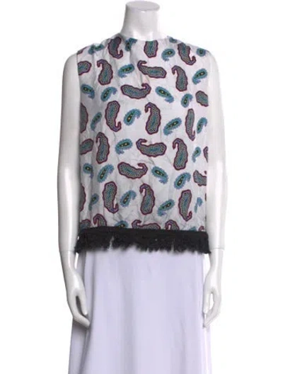 Pre-owned Jw Anderson Silk Printed Blouse In White
