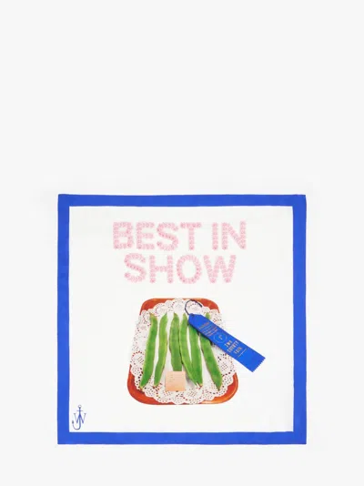 Jw Anderson Silk Scarf - Best In Show Print In White