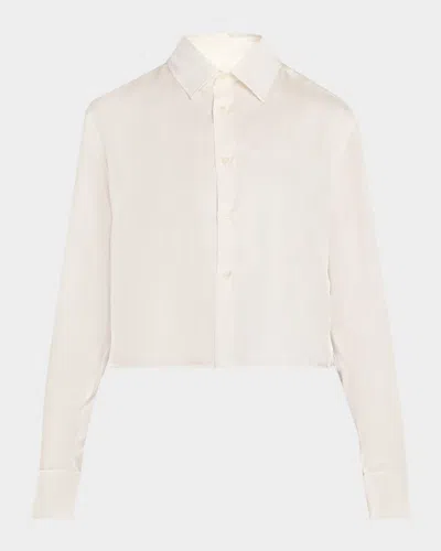 Jw Anderson Silk Twill Crop Button-down Shirt In Neutral