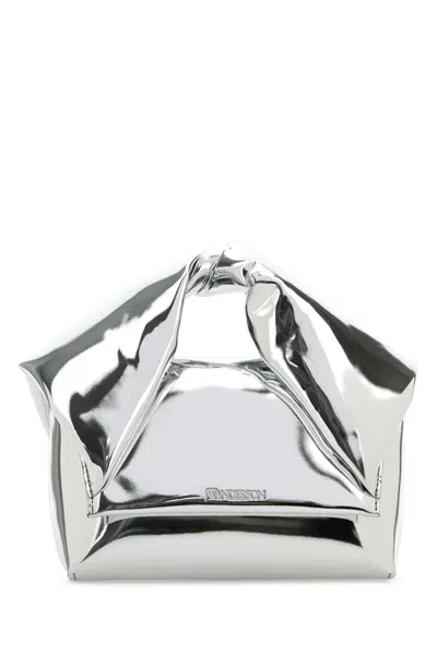 JW ANDERSON SILVER LEATHER SMALL TWISTER HANDBAG