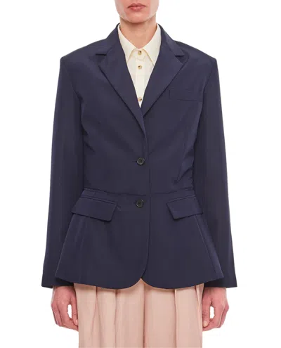 Jw Anderson Single Button Oversize Blazer With Classic Notched Lapel In Blue