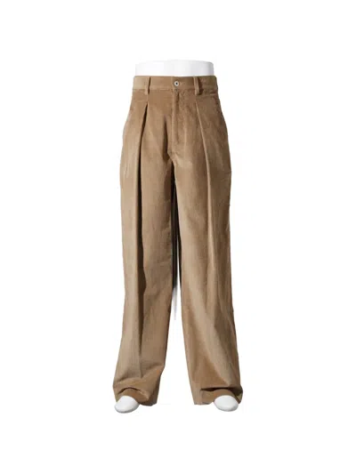 Jw Anderson Single-pleat Corduroy Trousers In Brown