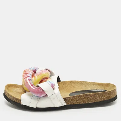 Pre-owned Jw Anderson Size 36 White Leather Chain Flat Sandals