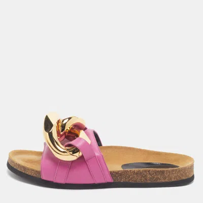 Pre-owned Jw Anderson Size 39 Pink Leather Flat Sandals