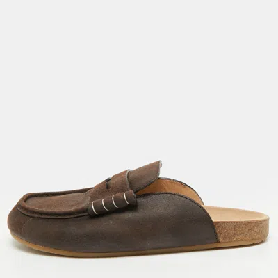 Pre-owned Jw Anderson Size 42 Brown Suede Loafer Mules