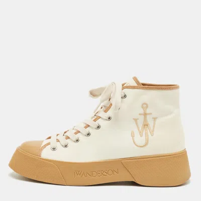 Pre-owned Jw Anderson Size 42 White Leather High Top Sneakers