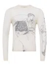 Jw Anderson Sheer Crew Neck Illustrated Long Sleeve T-shirt In White