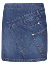 Jw Anderson Mini Skirt With Asymmetric Design And Pockets In Blue