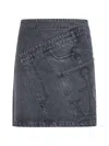 Jw Anderson Denim Twisted Skirt In Grey