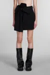 Jw Anderson Asymmetric Draped Wool Mid-rise Mini Skirt In Black
