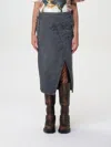 Jw Anderson Twisted Denim Midi Skirt In Grau