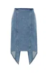 Jw Anderson Light Blue Cotton Denim Layered Midi Skirt In Blue