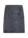 Jw Anderson Grey Denim Miniskirt In Grey