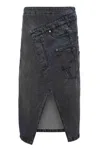 Jw Anderson Twisted Asymmetric Denim Wrap-effect Midi Skirt In Grigio Neri E Grigi