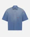 Jw Anderson Oversized Logo Embroidered Polo Shirt In Blue