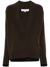 Jw Anderson Slanted V-neck Sweater In Brown
