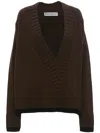 Jw Anderson Slanted V-neck Sweater In Brown