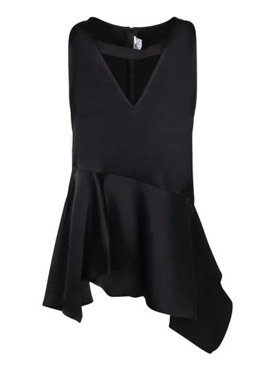 Jw Anderson Pinstripe Sleeveless Peplum Top In Black