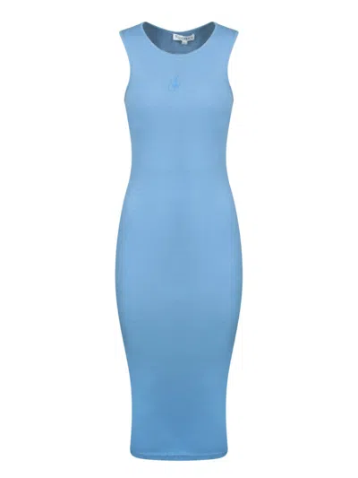 Jw Anderson J. W. Anderson Ribbed Cotton Midi Dress In Blue