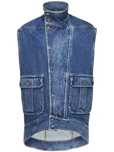 Jw Anderson Sleeveless Denim Jacket In Blue