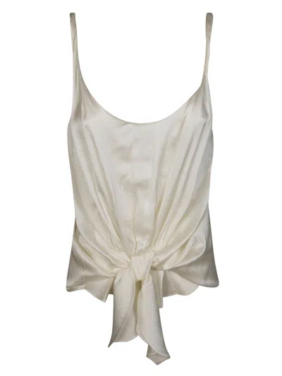 Jw Anderson Sleeveless Front-knot Textured Top In Neutral