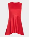 Jw Anderson Sleeveless High-low Peplum Top In Red