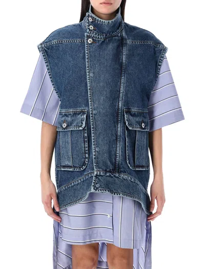 Jw Anderson High-neck Denim Gilet In Blue