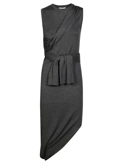 Jw Anderson Sleeveless Mini Dress With Sculpted Detail In Gray