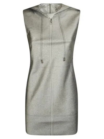 Jw Anderson Sleeveless Mini Shift Dress With Zip Front In Gray