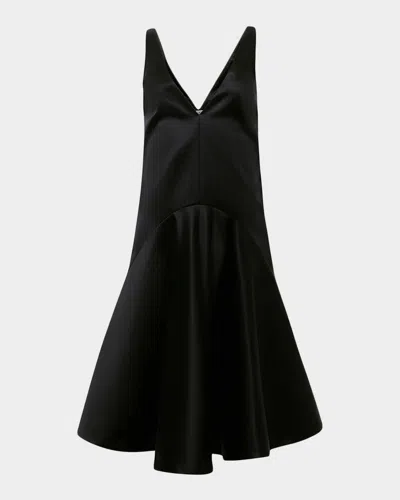 Jw Anderson Sleeveless Satin Draped Skirt Dress In Black