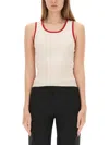 Jw Anderson Slim-fit Knitted Vest With Ribbed Hem In White