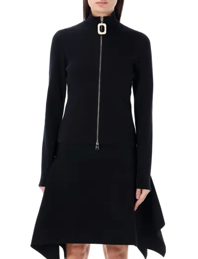 Jw Anderson Slim Fit Mock Collar Double Ended Cardigan In Black For Women