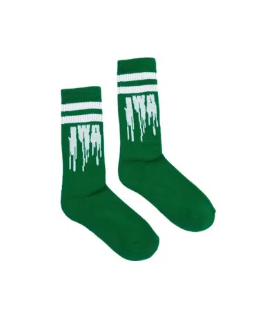Jw Anderson Slime-logo Ankle Socks In Green