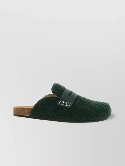 JW ANDERSON SLIP-ON MULES WITH FUZZY TEXTURE AND BUCKLE DETAIL