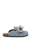 Jw Anderson Chain Loafer Leather Mules In Blue