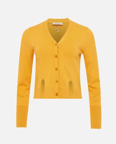 Jw Anderson Slit Cardigan In Yellow