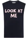 Jw Anderson Blue Sleeveless Top With Maxi Print On The Front And Logo Detail On The Rear In Blue