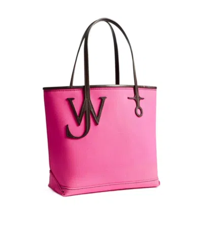 Jw Anderson Small Anchor Canvas  Leather Tote In Pink