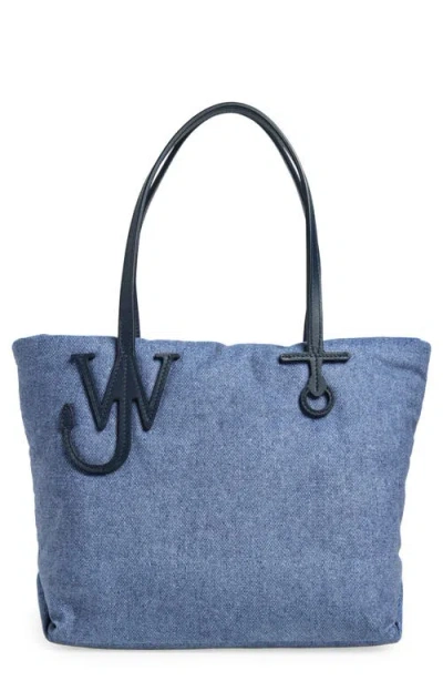 Jw Anderson Small Anchor Puffy Denim Tote In Blue